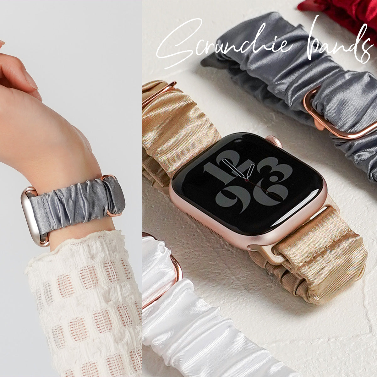 シュシュ風 サテン アップルウォッチバンド Apple Watch ベルト