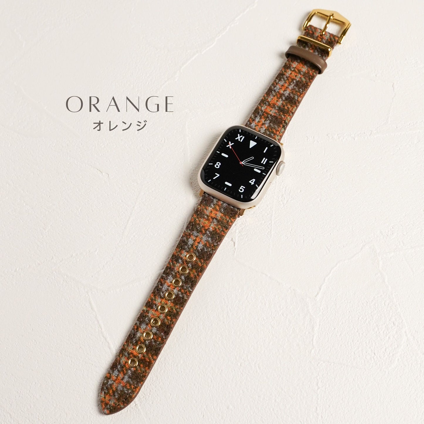 ウール レザー チェック柄 アップルウォッチバンド Apple Watch ベルト