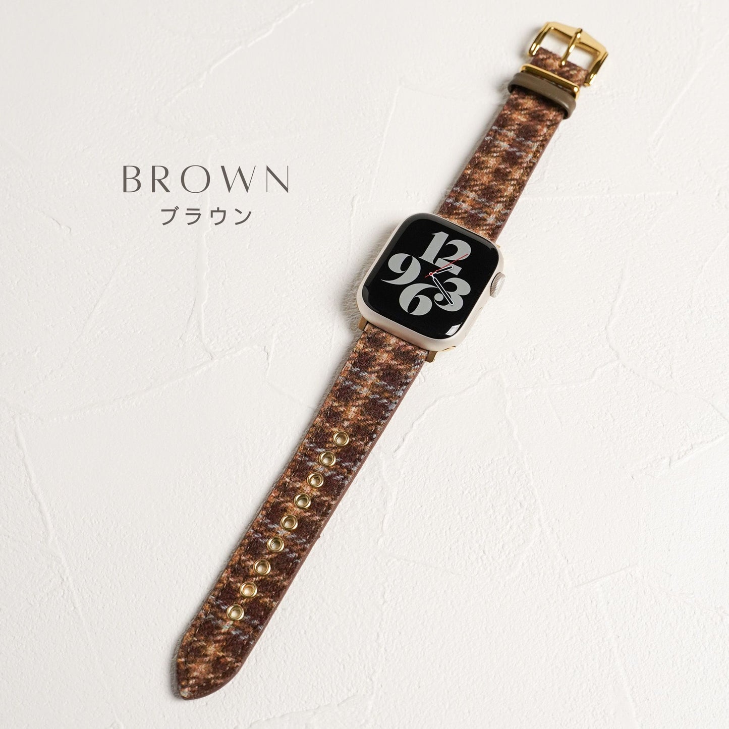 ウール レザー チェック柄 アップルウォッチバンド Apple Watch ベルト