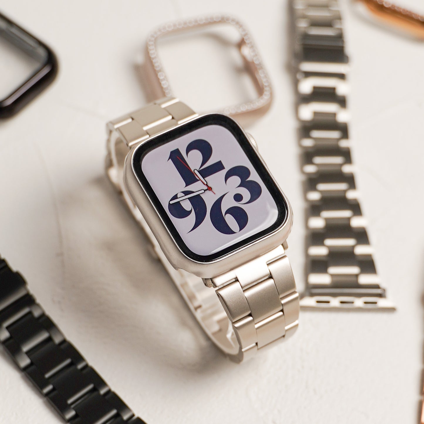 ステンレス 工具不要 三連 アップルウォッチバンド Apple Watch ベルト
