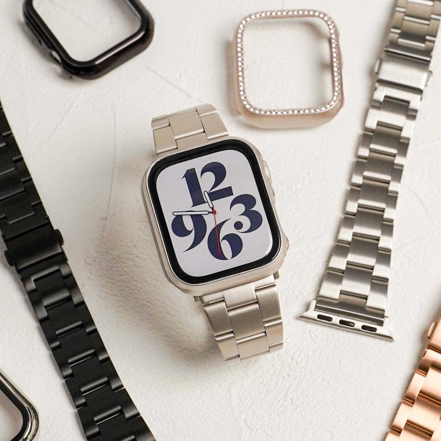 ステンレス 工具不要 三連 アップルウォッチバンド Apple Watch ベルト