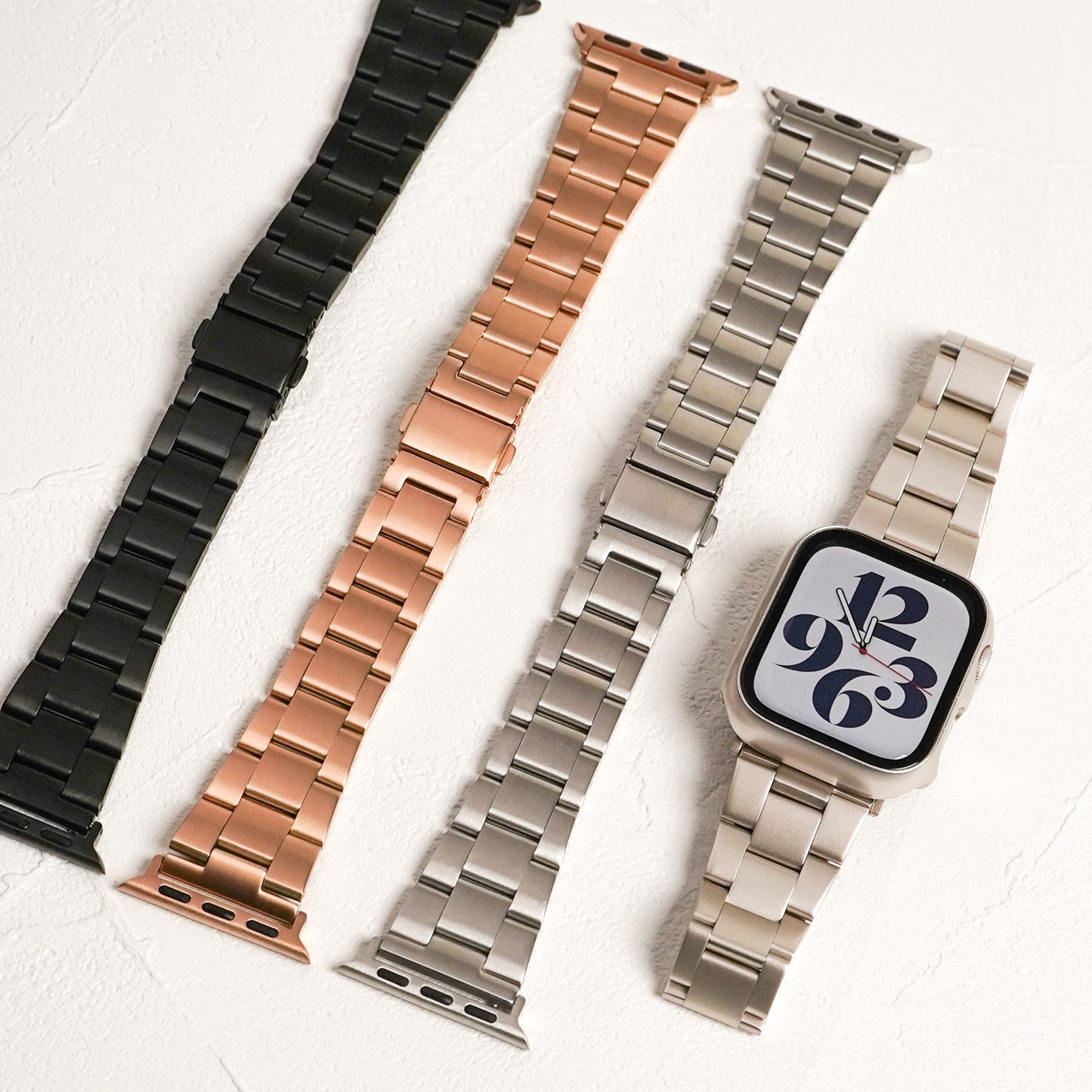 ステンレス 工具不要 三連 アップルウォッチバンド Apple Watch ベルト