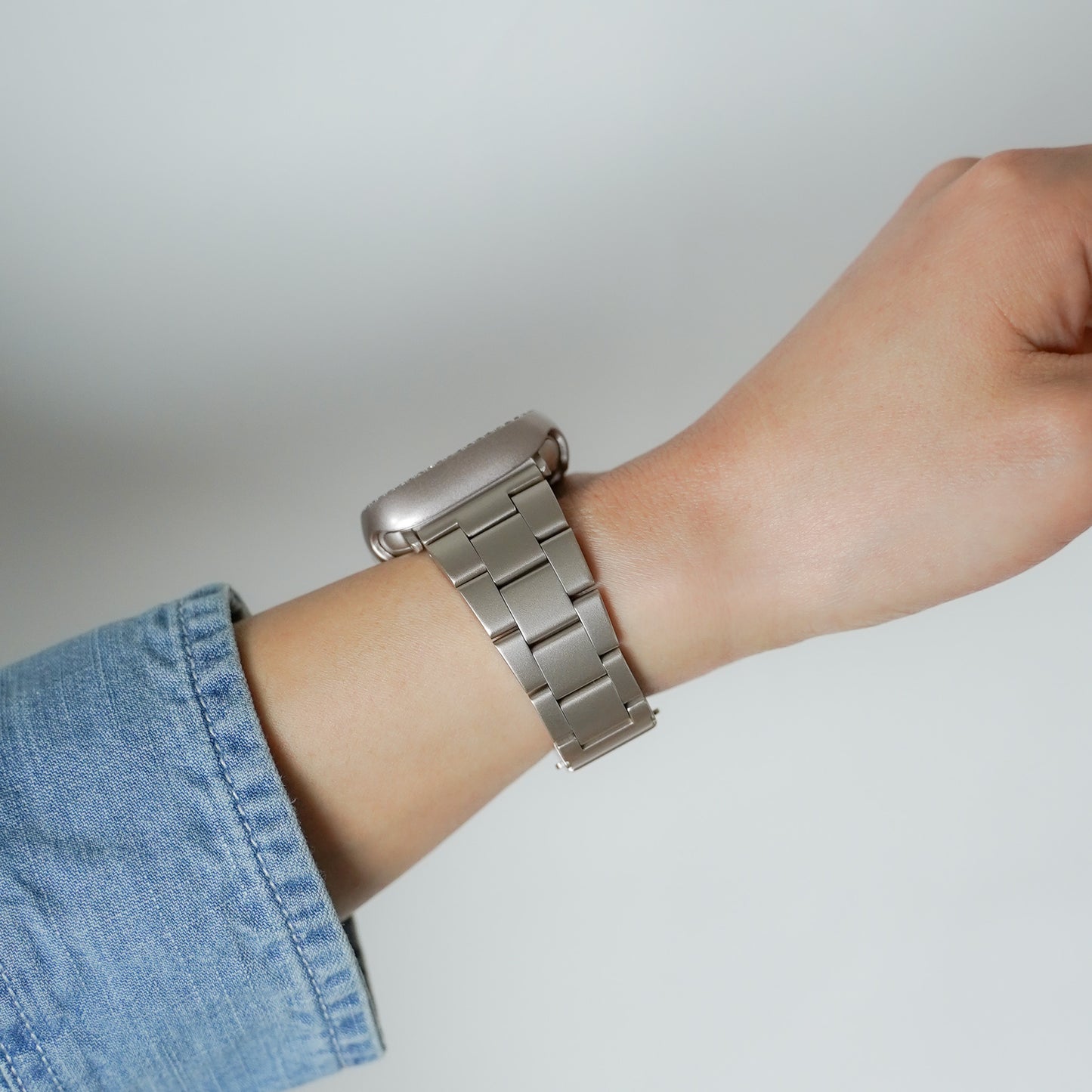ステンレス 工具不要 三連 アップルウォッチバンド Apple Watch ベルト
