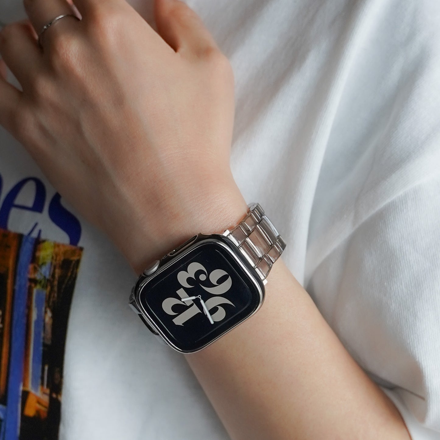 クリア 3連 樹脂 アップルウォッチバンド 透明 Apple Watch ベルト
