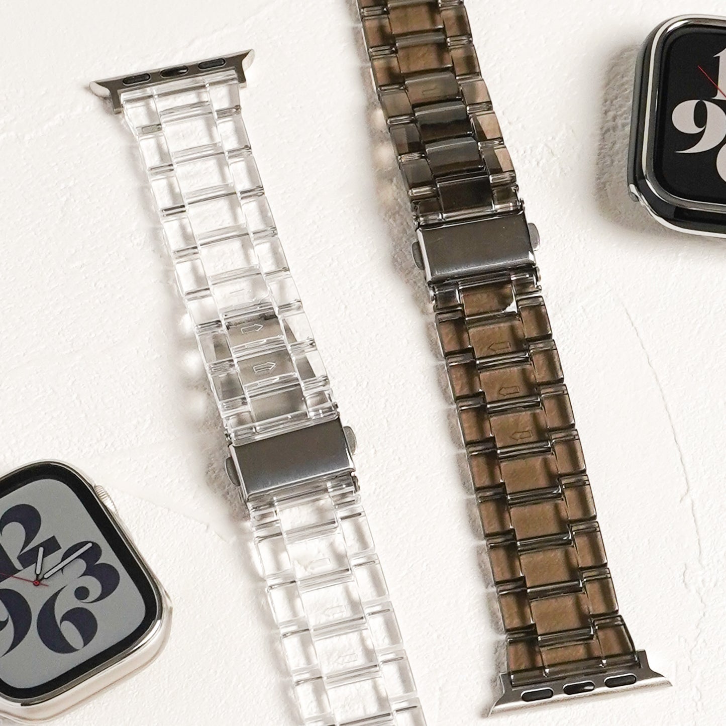 クリア 3連 樹脂 アップルウォッチバンド 透明 Apple Watch ベルト