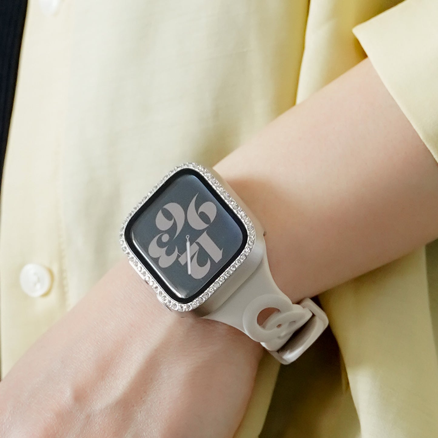 キラキラ ストーン1列 全面 保護カバー ガラス付き ハードタイプ アップルウォッチ ケース Apple watch