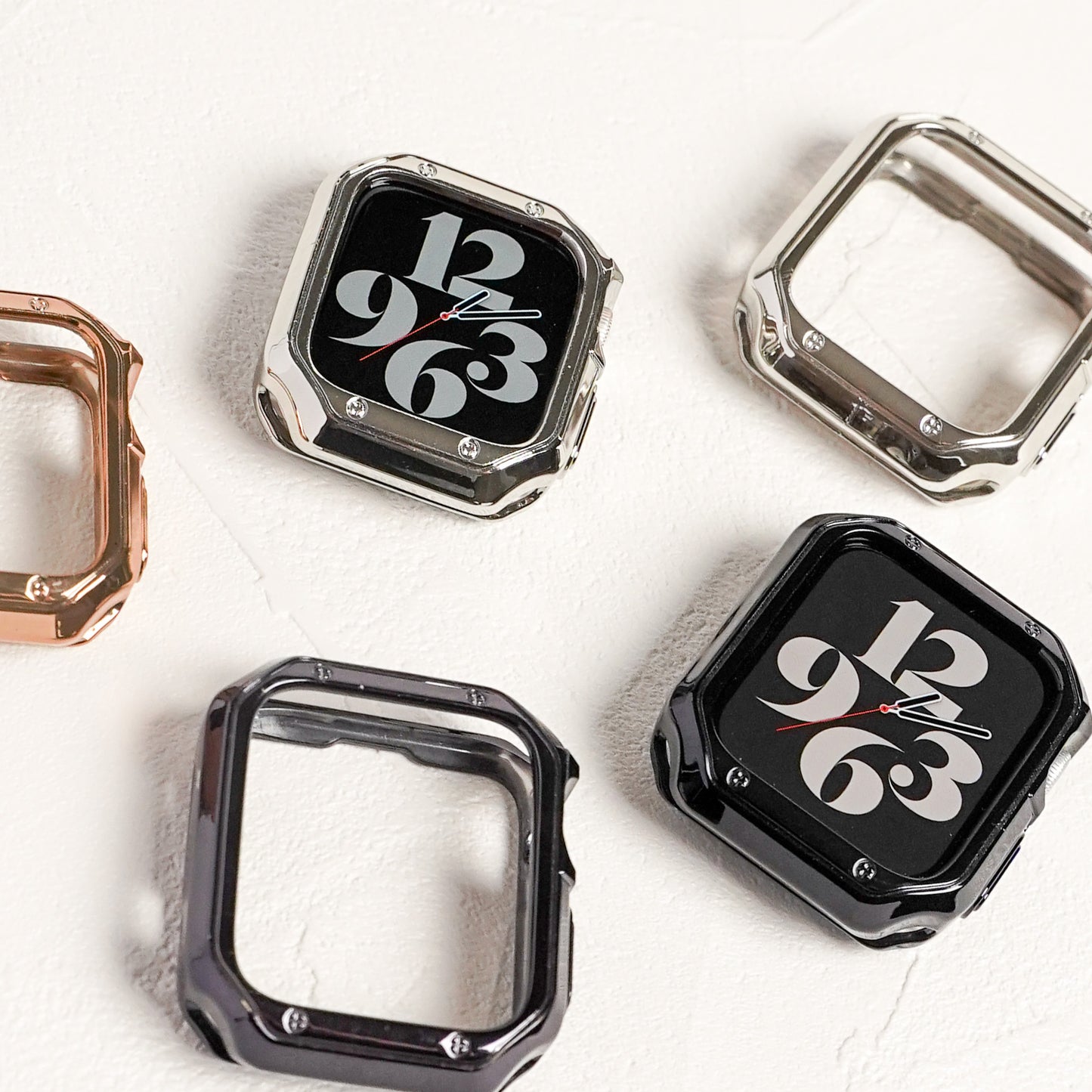 TPU メッキ スクエア 保護フレーム ソフトタイプ アップルウォッチ ハーフカバー ケース Apple Watch