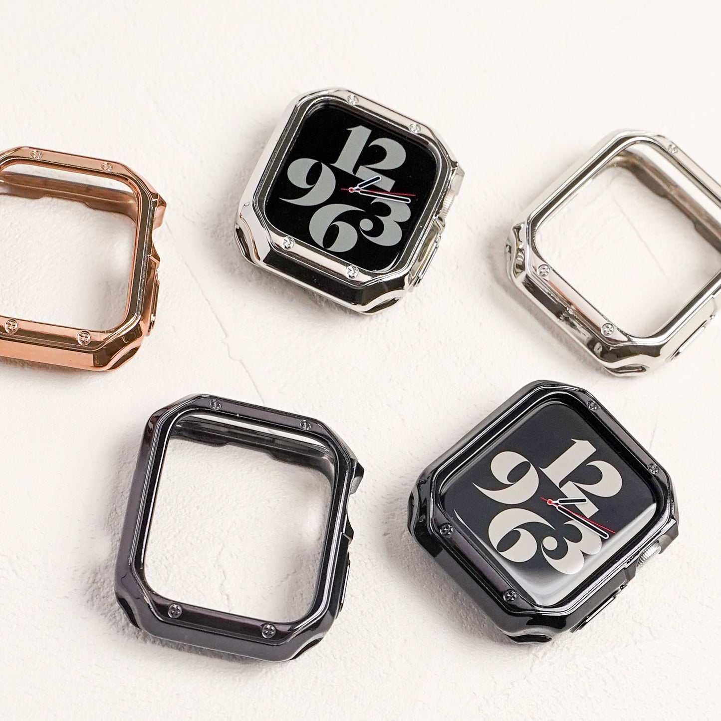 TPU メッキ スクエア 保護フレーム ソフトタイプ アップルウォッチ ハーフカバー ケース Apple Watch