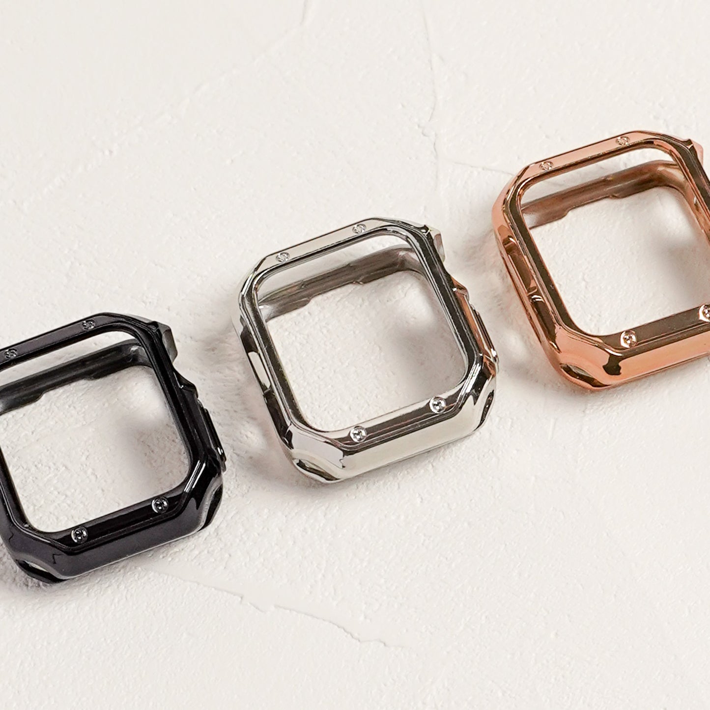 TPU メッキ スクエア 保護フレーム ソフトタイプ アップルウォッチ ハーフカバー ケース Apple Watch