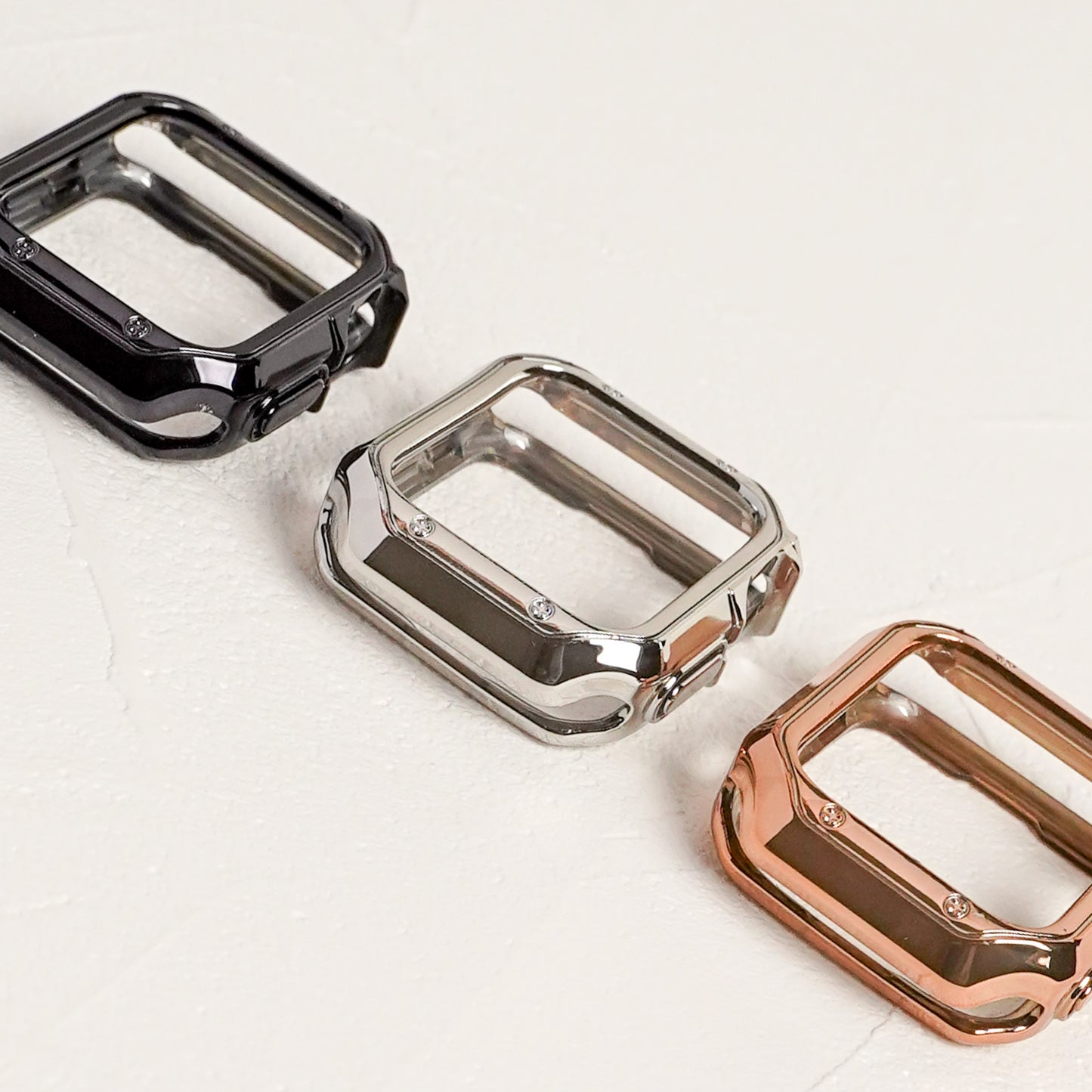 TPU メッキ スクエア 保護フレーム ソフトタイプ アップルウォッチ ハーフカバー ケース Apple Watch