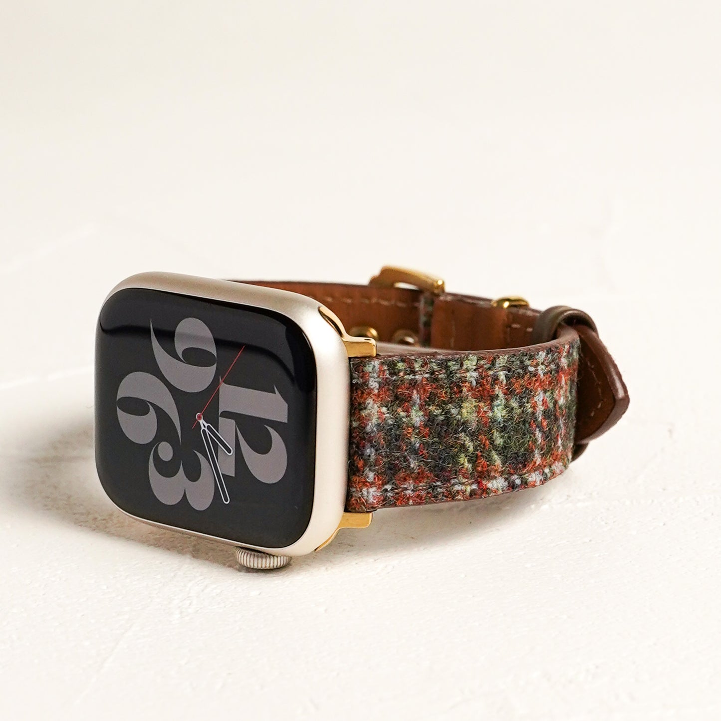 ウール レザー チェック柄 アップルウォッチバンド Apple Watch ベルト