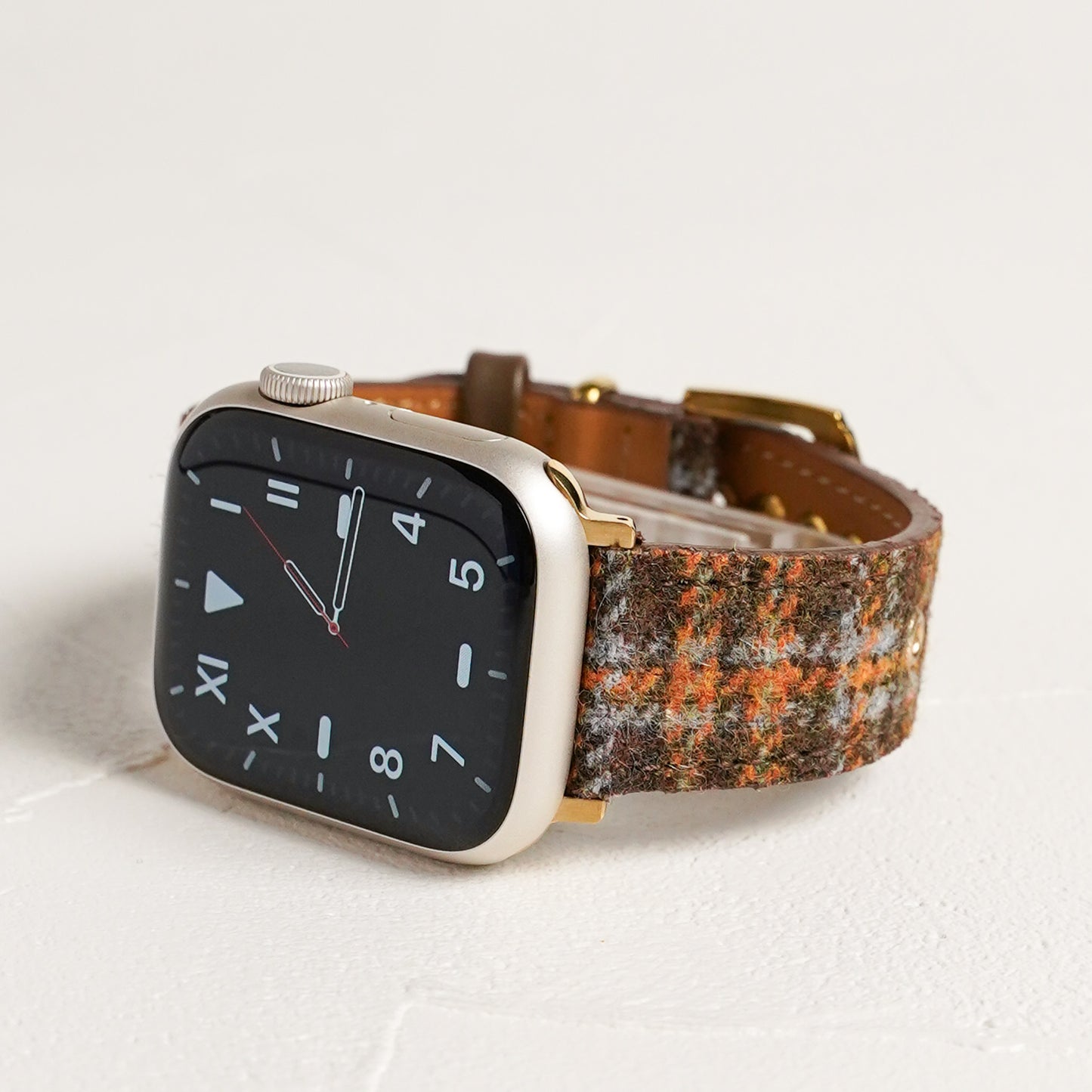ウール レザー チェック柄 アップルウォッチバンド Apple Watch ベルト