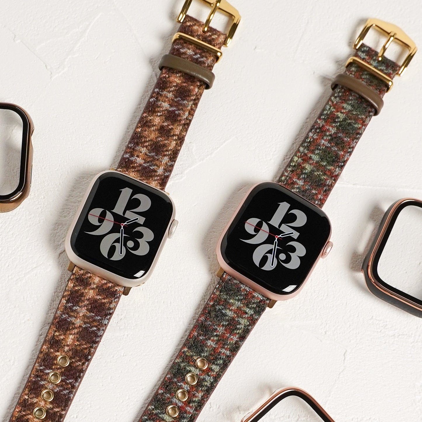 ウール レザー チェック柄 アップルウォッチバンド Apple Watch ベルト
