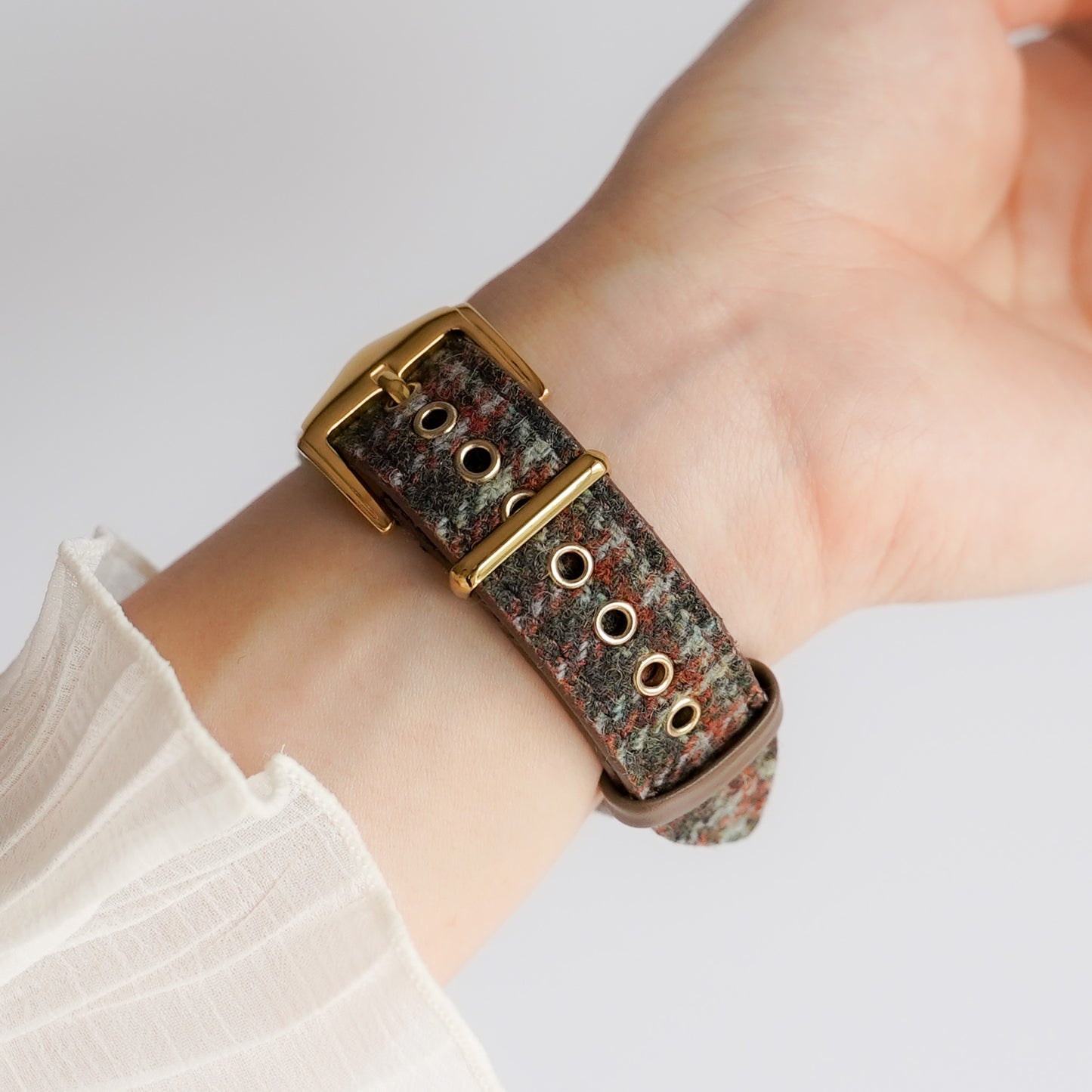 ウール レザー チェック柄 アップルウォッチバンド Apple Watch ベルト