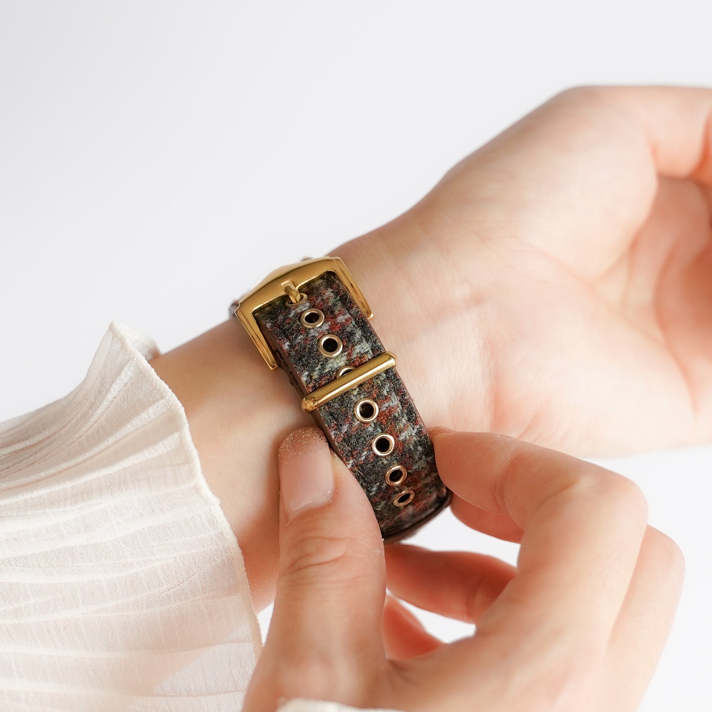 ウール レザー チェック柄 アップルウォッチバンド Apple Watch ベルト