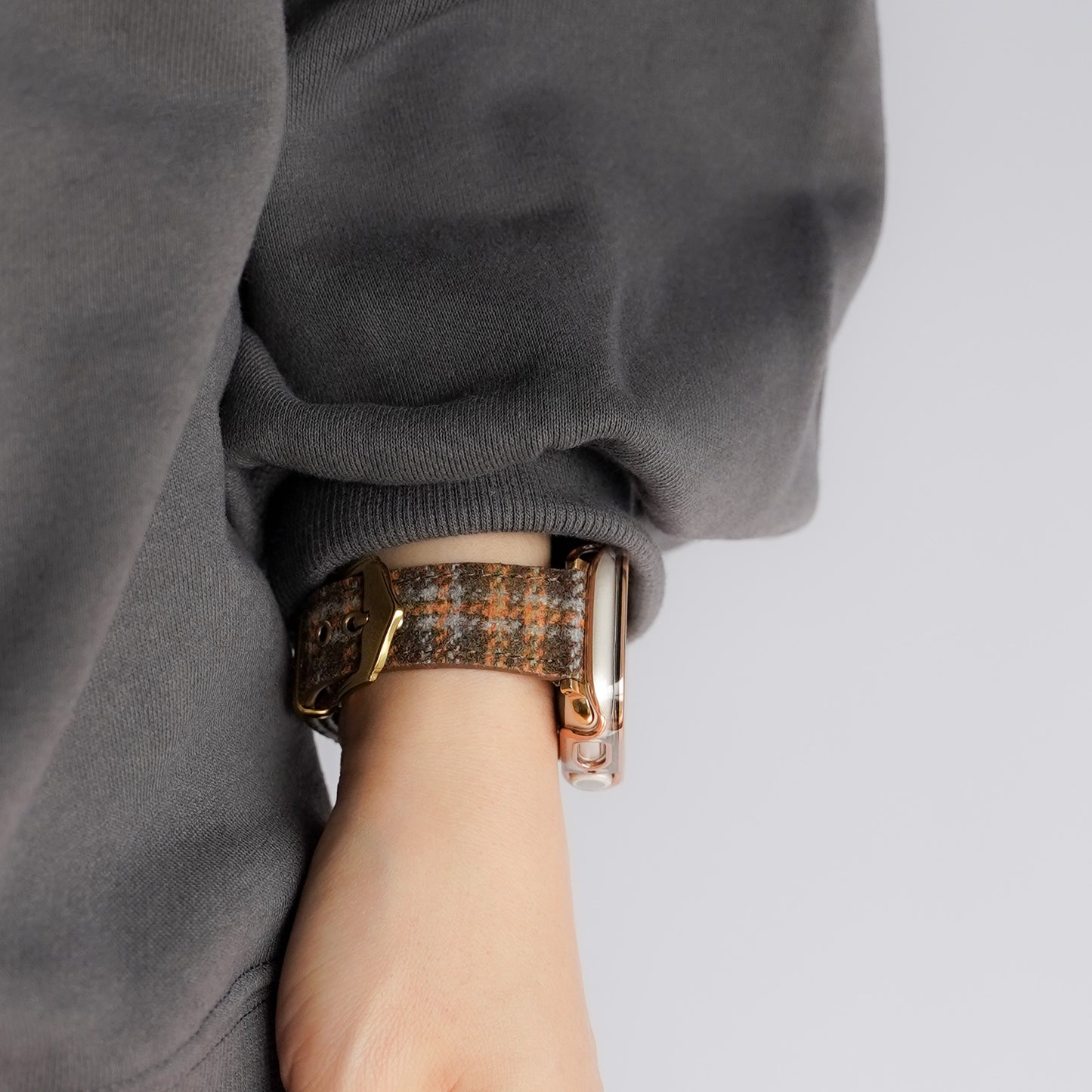 ウール レザー チェック柄 アップルウォッチバンド Apple Watch ベルト