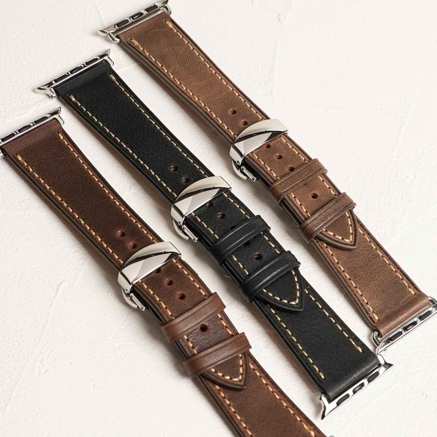 Dバックル レザー メンズ 本革 アップルウォッチバンド Apple Watch ベルト