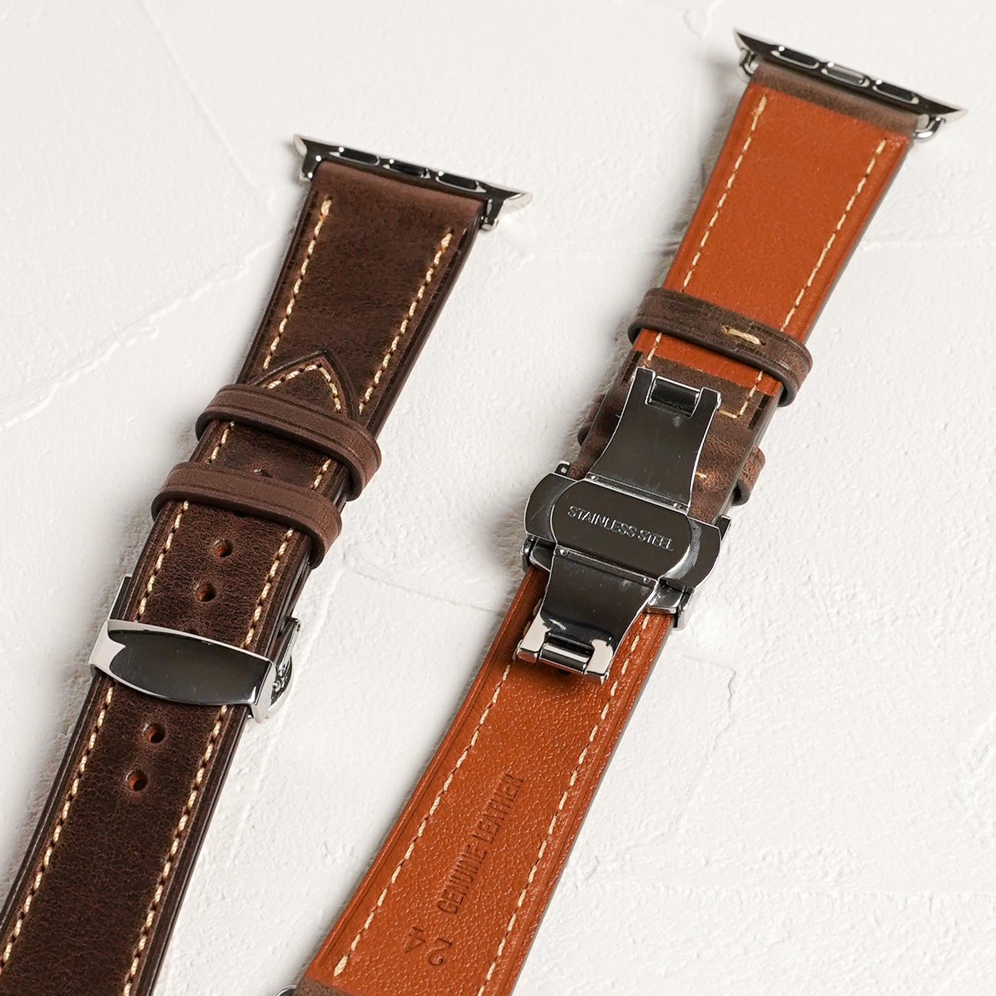 Dバックル レザー メンズ 本革 アップルウォッチバンド Apple Watch ベルト