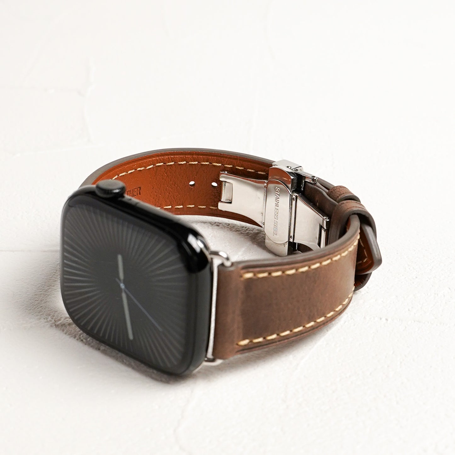 Dバックル レザー メンズ 本革 アップルウォッチバンド Apple Watch ベルト