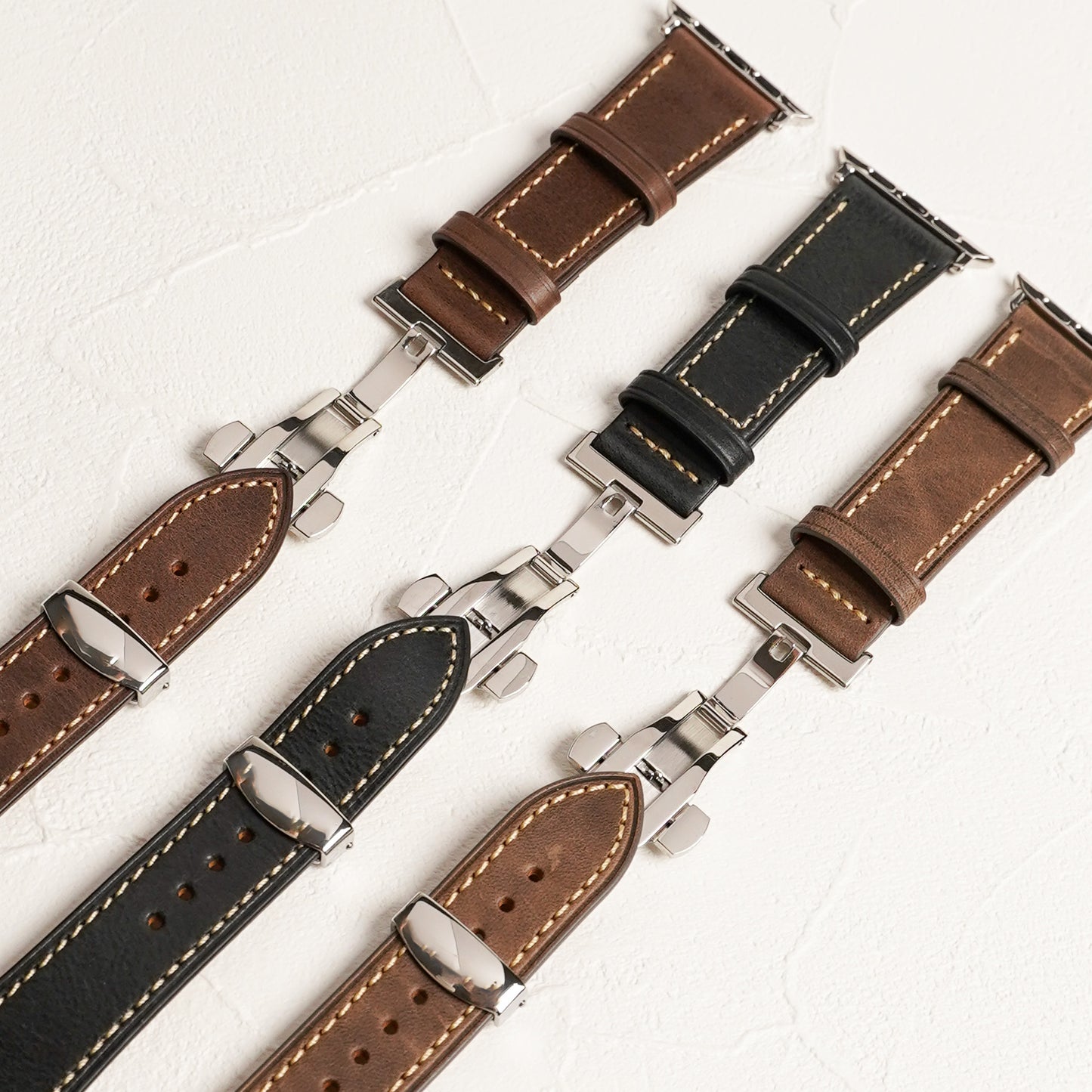 Dバックル レザー メンズ 本革 アップルウォッチバンド Apple Watch ベルト