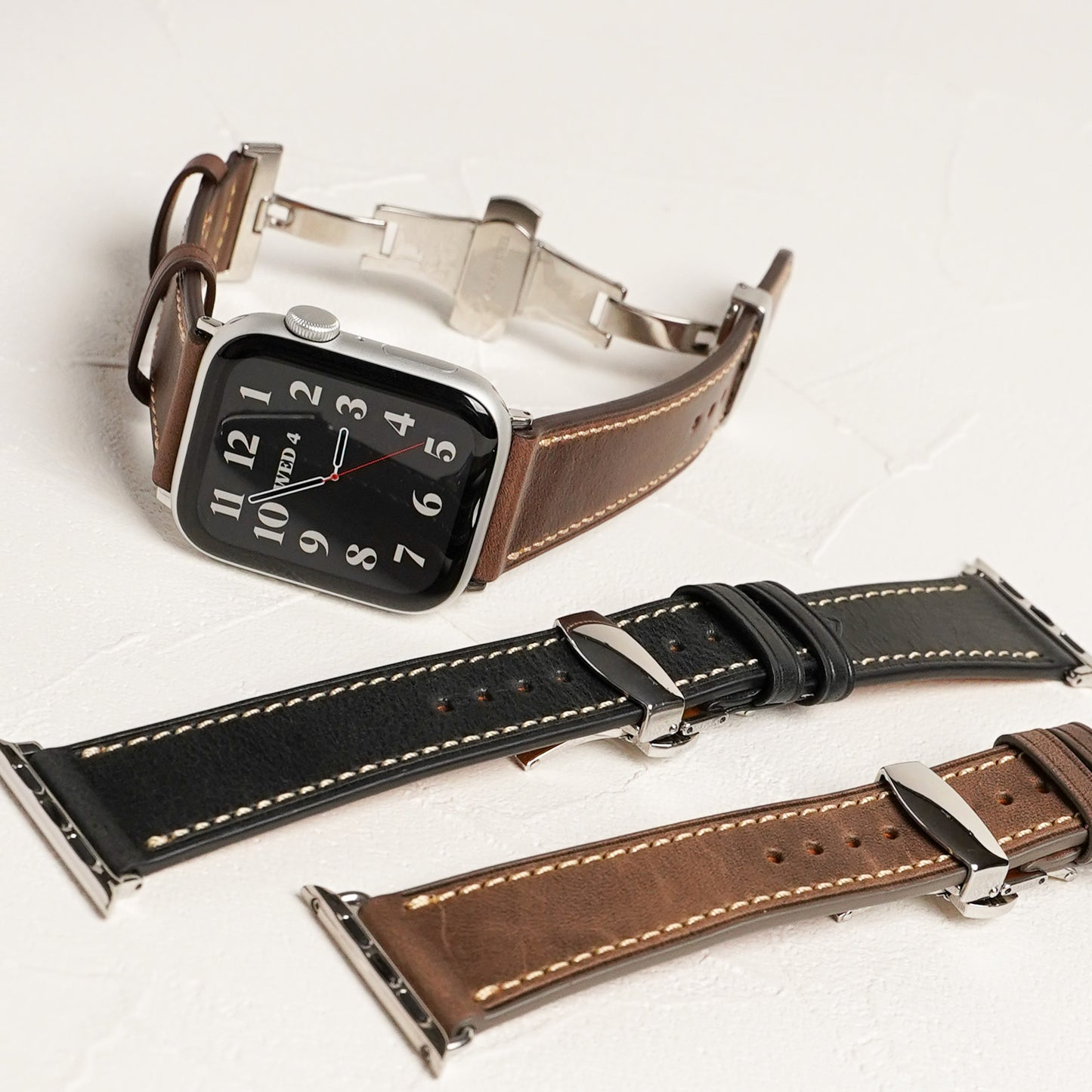 Dバックル レザー メンズ 本革 アップルウォッチバンド Apple Watch ベルト