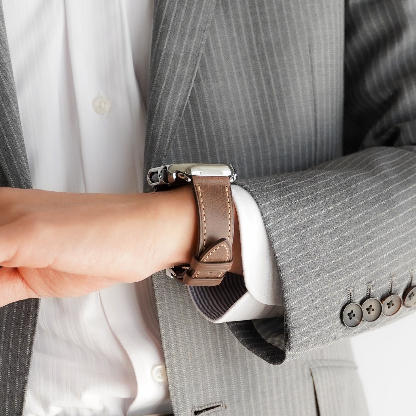 Dバックル レザー メンズ 本革 アップルウォッチバンド Apple Watch ベルト