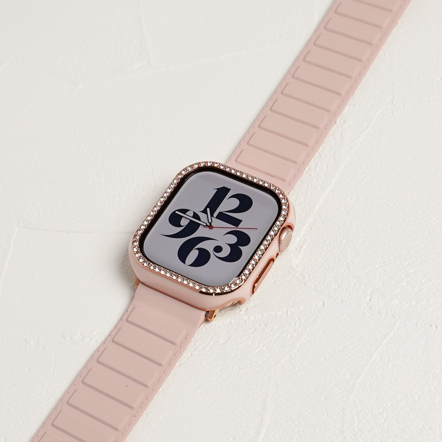 ローズゴールドライン×キラキラ ストーン 保護フレーム ガラスなし ハードタイプ アップルウォッチ ケース Apple Watch