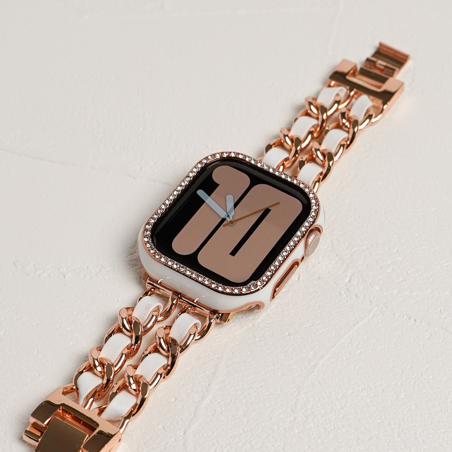 ローズゴールドライン×キラキラ ストーン 保護フレーム ガラスなし ハードタイプ アップルウォッチ ケース Apple Watch