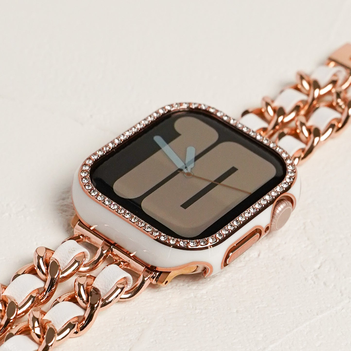 ローズゴールドライン×キラキラ ストーン 保護フレーム ガラスなし ハードタイプ アップルウォッチ ケース Apple Watch