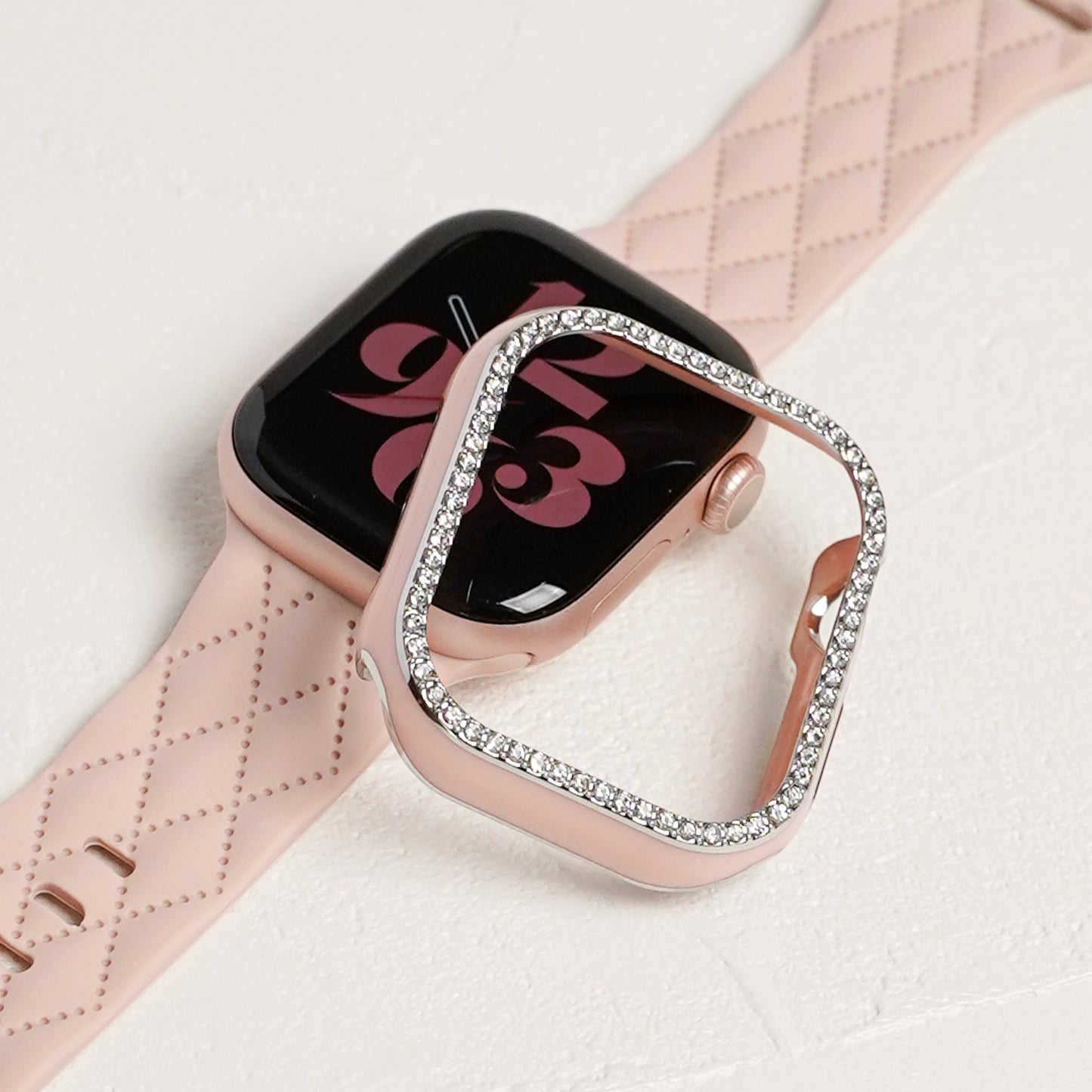 シルバーライン×キラキラ ストーン 保護フレーム ガラスなし ハードタイプ アップルウォッチ ケース Apple Watch