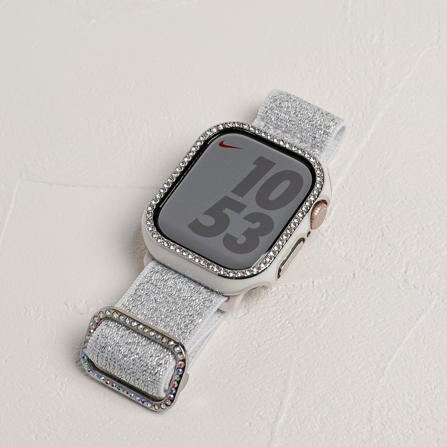 シルバーライン×キラキラ ストーン 保護フレーム ガラスなし ハードタイプ アップルウォッチ ケース Apple Watch