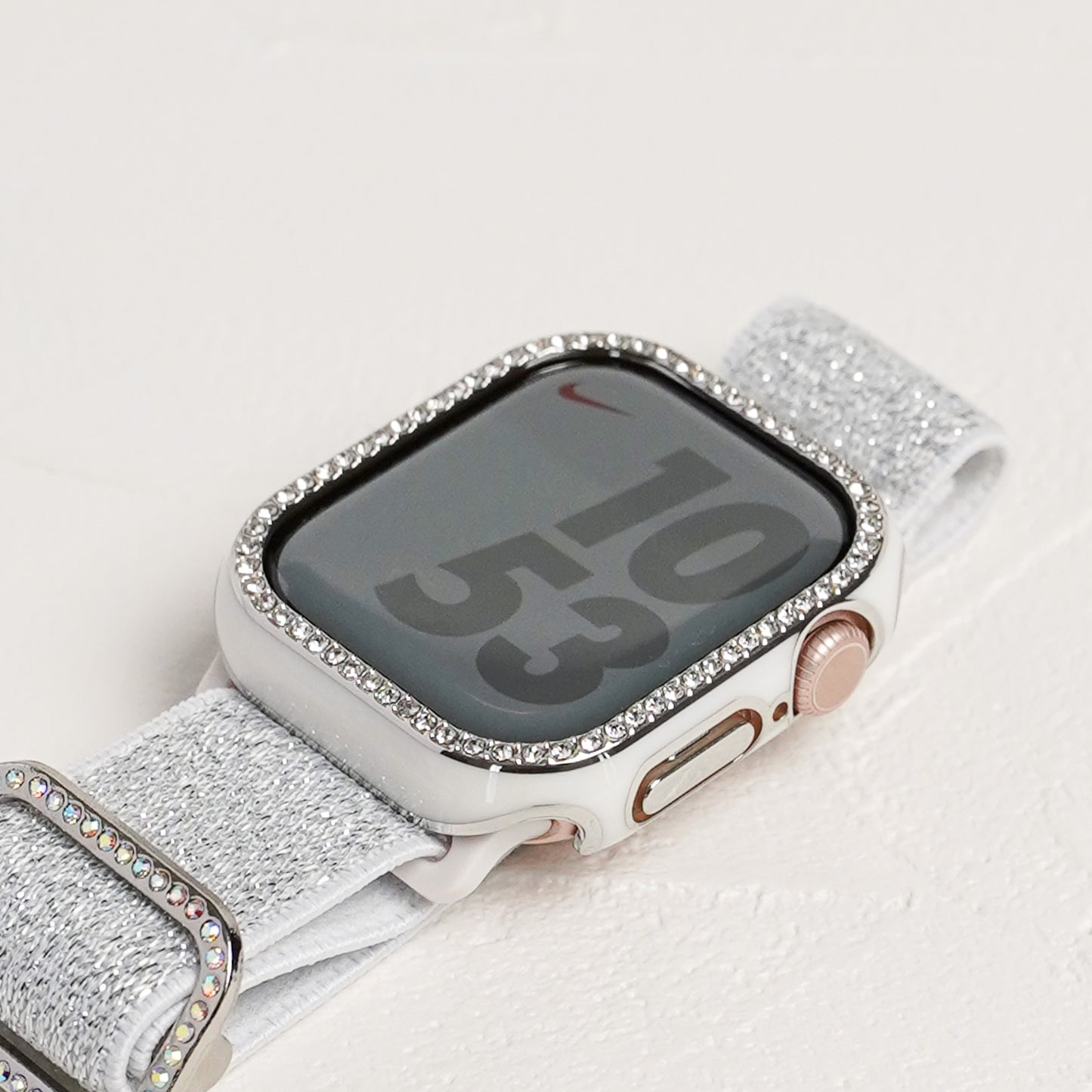 シルバーライン×キラキラ ストーン 保護フレーム ガラスなし ハードタイプ アップルウォッチ ケース Apple Watch