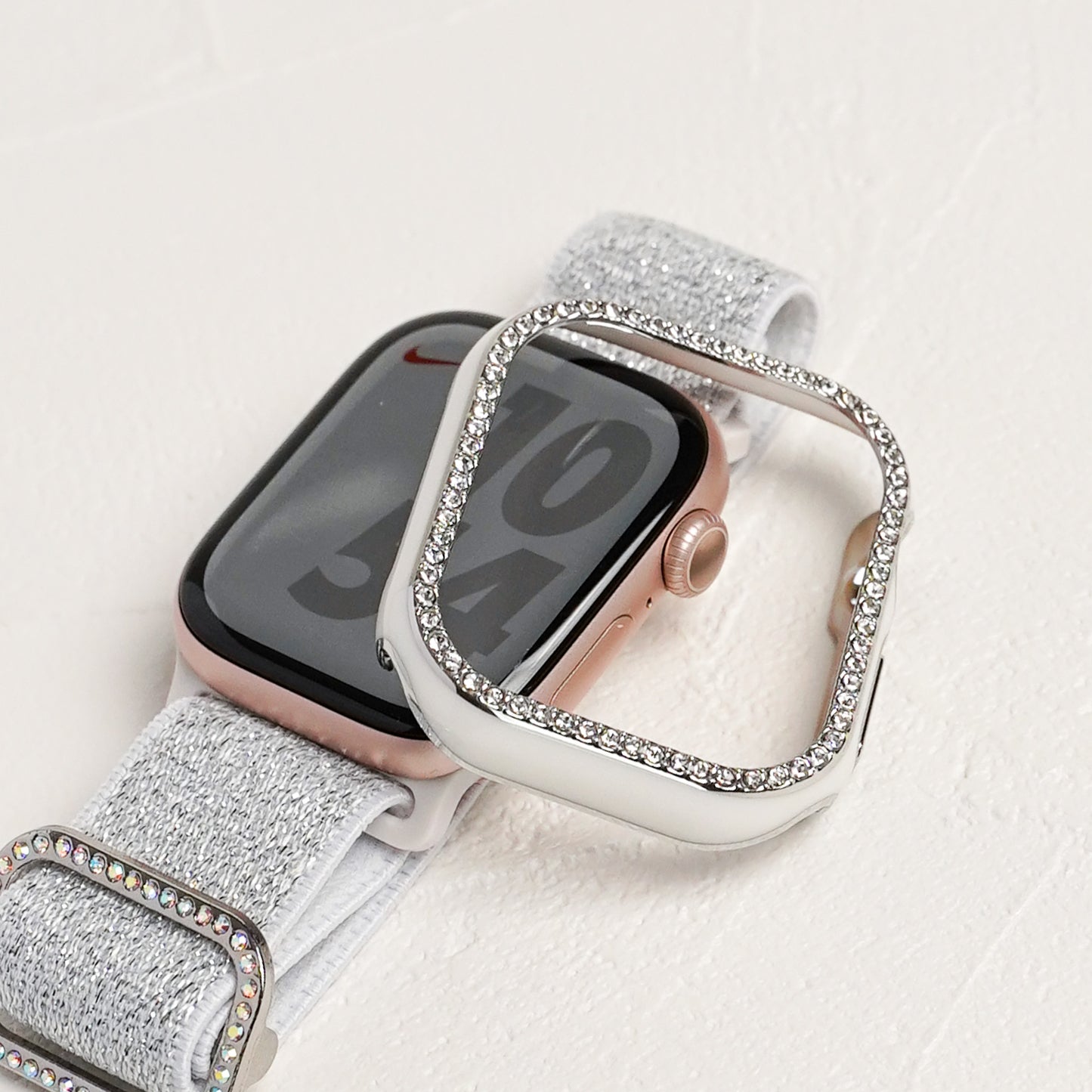 シルバーライン×キラキラ ストーン 保護フレーム ガラスなし ハードタイプ アップルウォッチ ケース Apple Watch