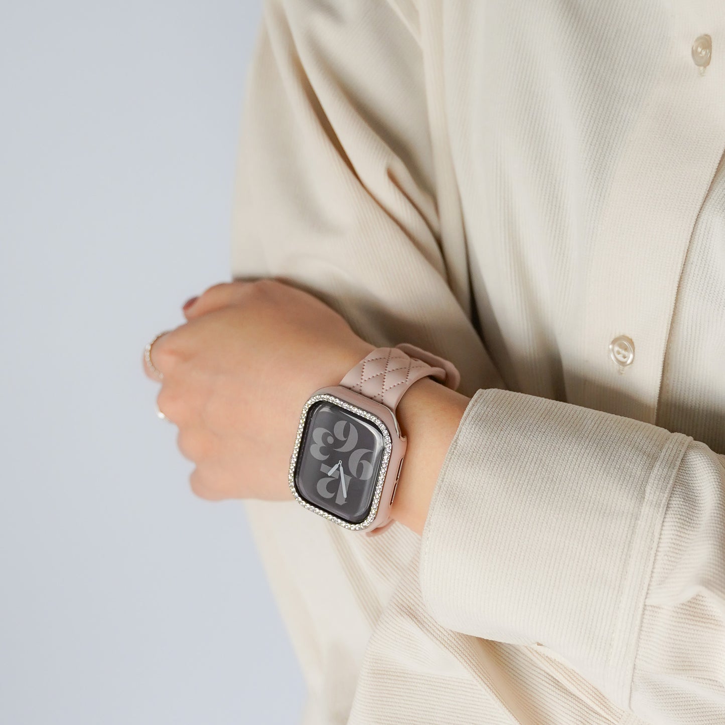 シルバーライン×キラキラ ストーン 保護フレーム ガラスなし ハードタイプ アップルウォッチ ケース Apple Watch