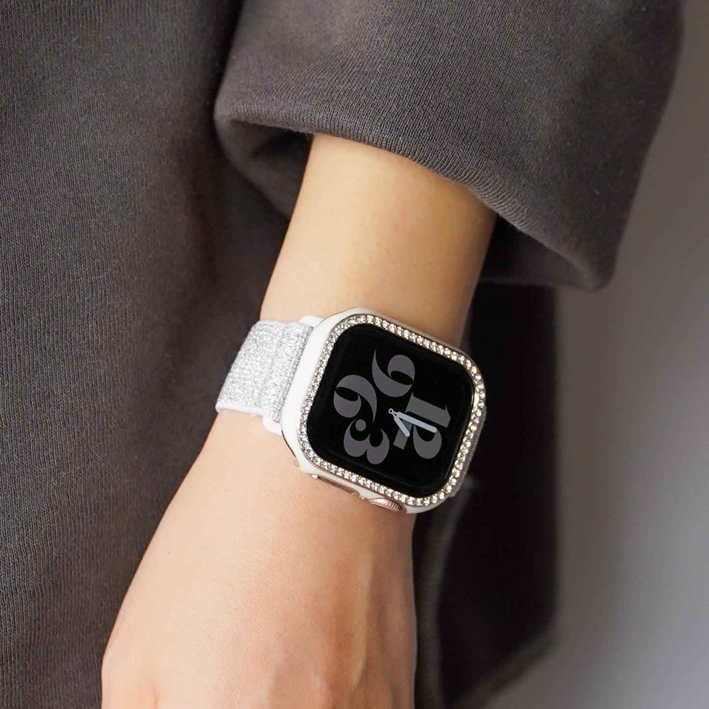 シルバーライン×キラキラ ストーン 保護フレーム ガラスなし ハードタイプ アップルウォッチ ケース Apple Watch