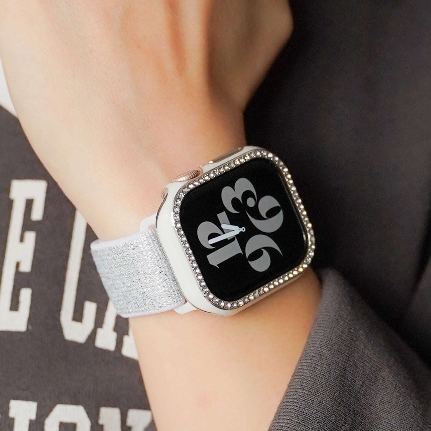 シルバーライン×キラキラ ストーン 保護フレーム ガラスなし ハードタイプ アップルウォッチ ケース Apple Watch