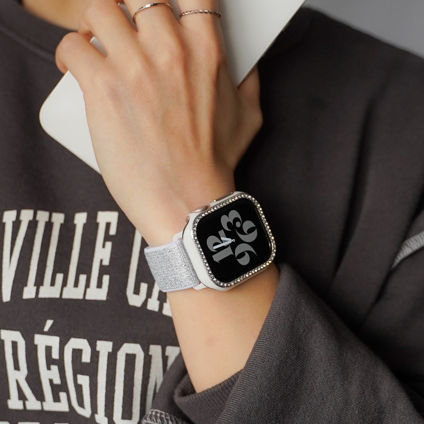 シルバーライン×キラキラ ストーン 保護フレーム ガラスなし ハードタイプ アップルウォッチ ケース Apple Watch