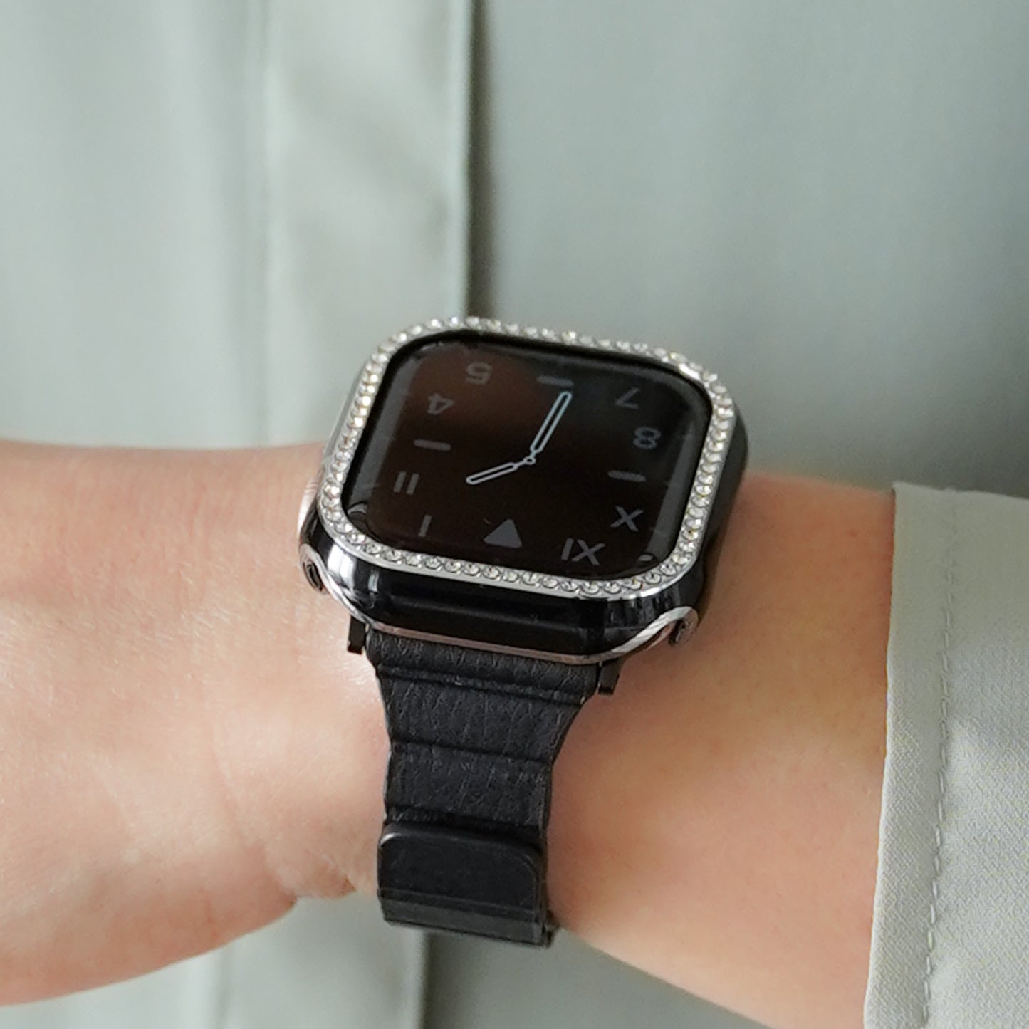 シルバーライン×キラキラ ストーン 保護フレーム ガラスなし ハードタイプ アップルウォッチ ケース Apple Watch