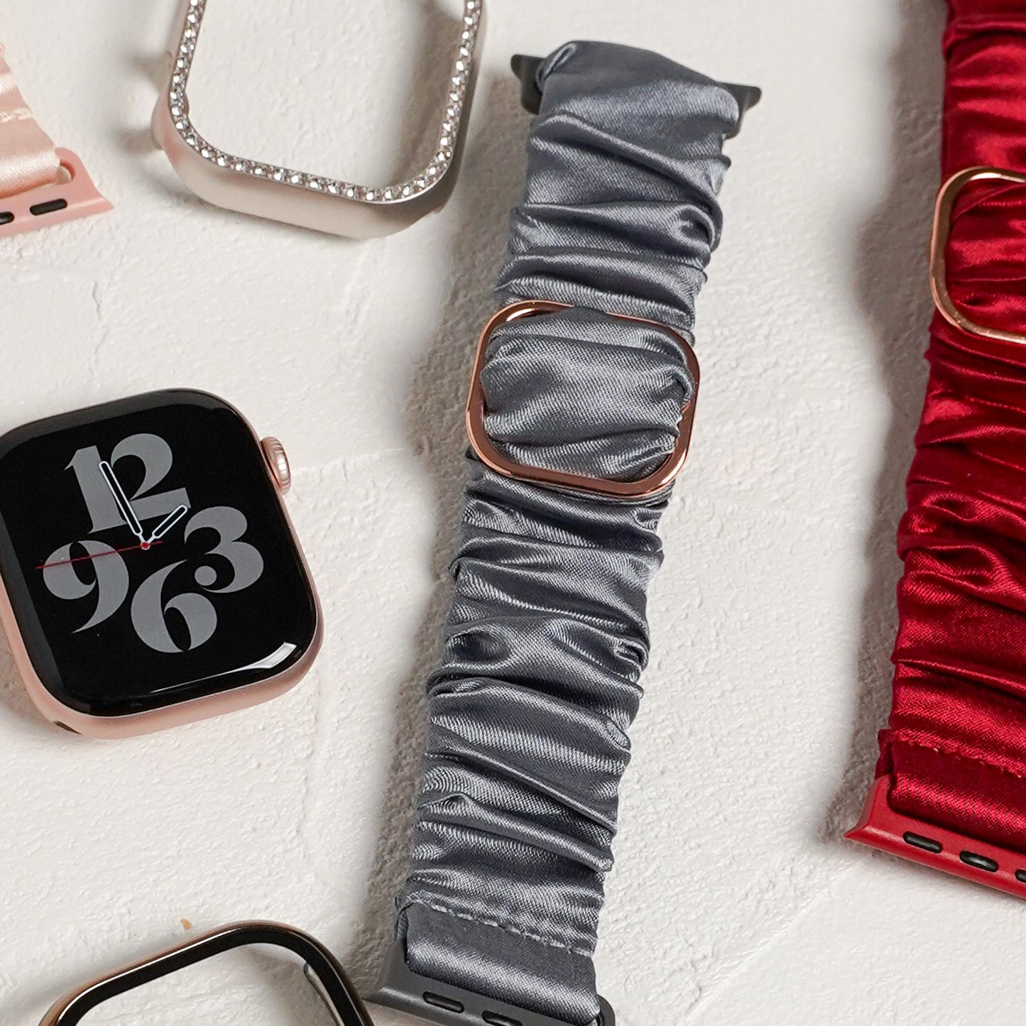 【NEW】シュシュ風 サテン アップルウォッチバンド Apple Watch ベルト