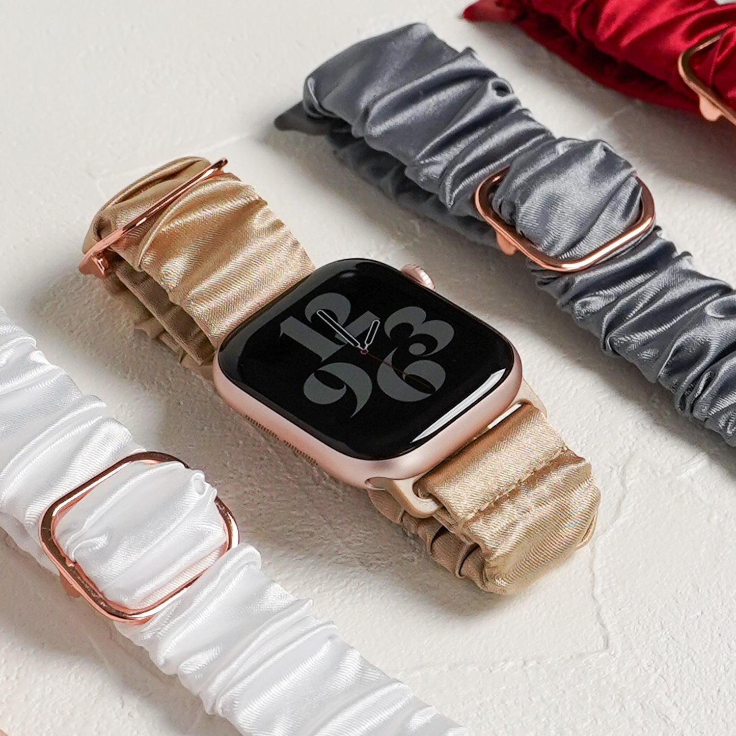 【NEW】シュシュ風 サテン アップルウォッチバンド Apple Watch ベルト
