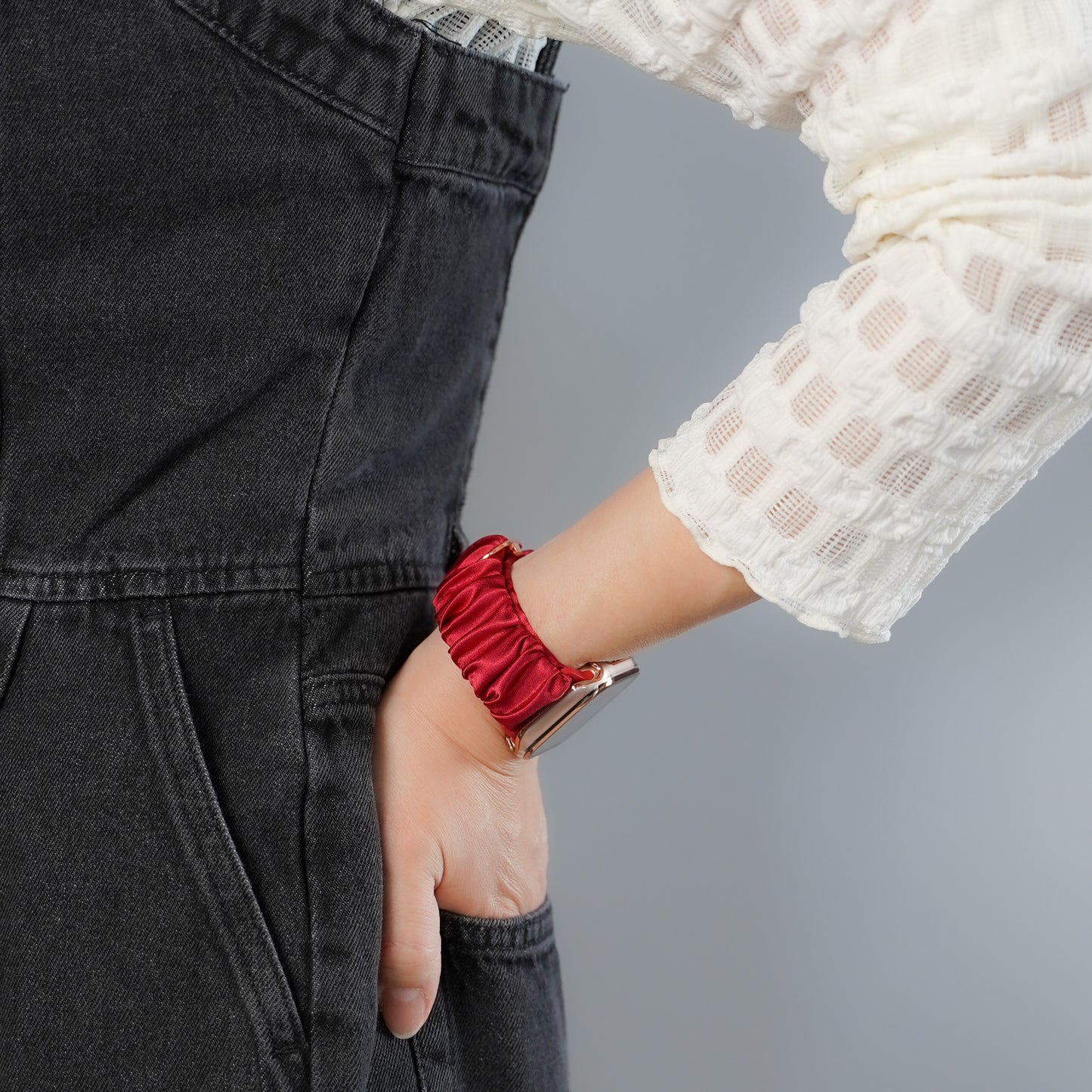 【NEW】シュシュ風 サテン アップルウォッチバンド Apple Watch ベルト