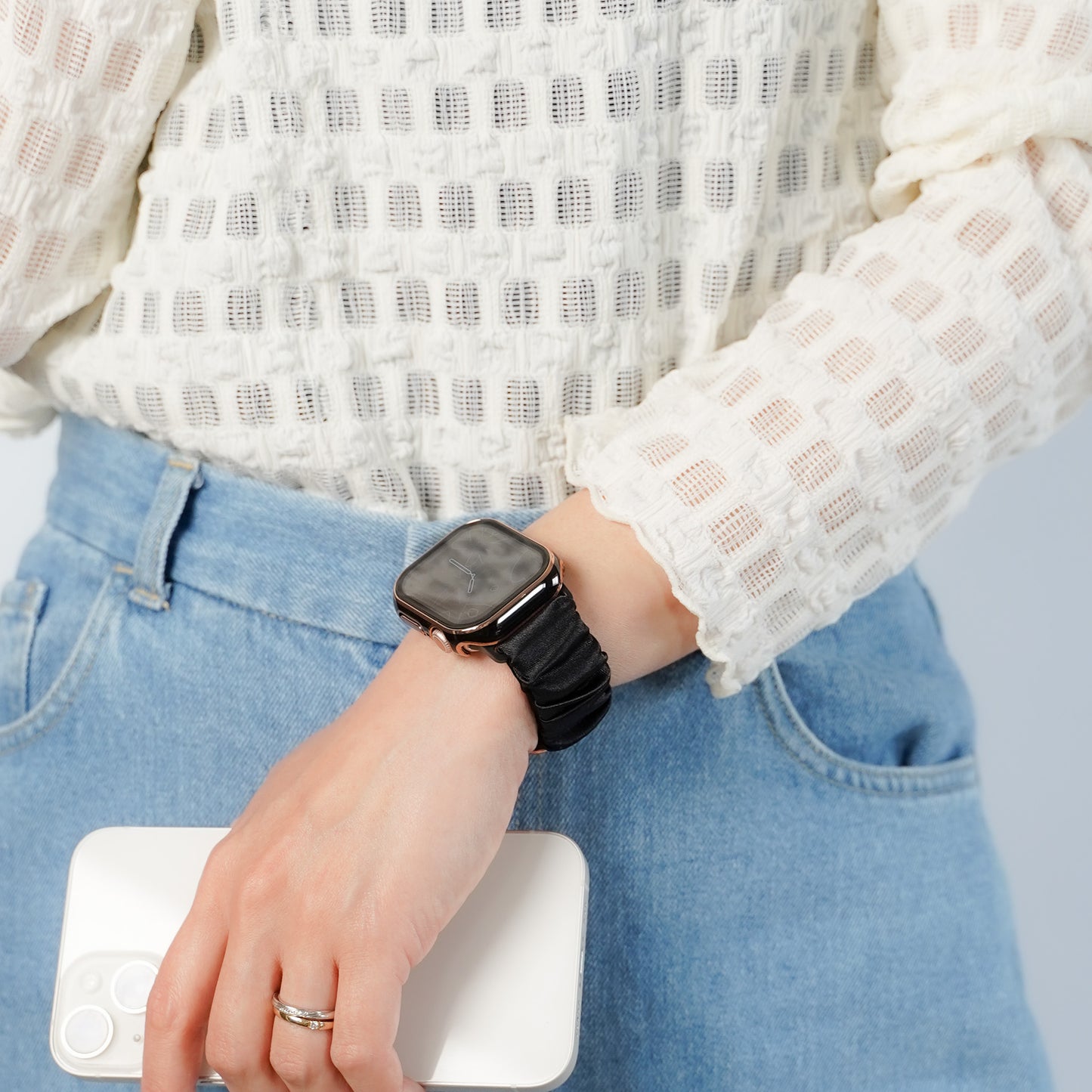 【NEW】シュシュ風 サテン アップルウォッチバンド Apple Watch ベルト