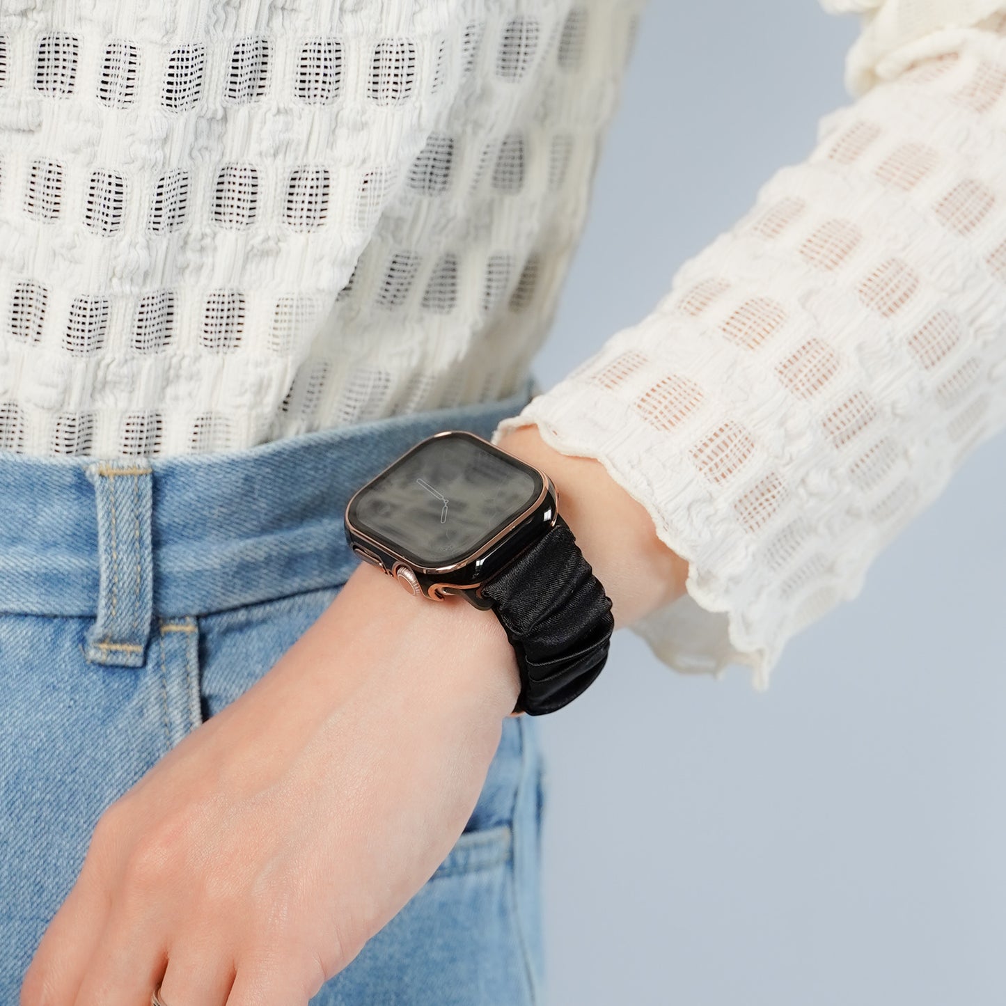 【NEW】シュシュ風 サテン アップルウォッチバンド Apple Watch ベルト