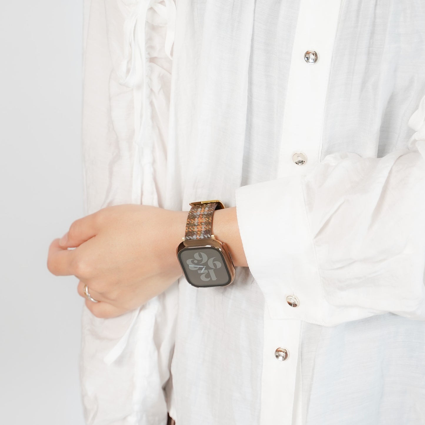 ウール レザー チェック柄 アップルウォッチバンド Apple Watch ベルト