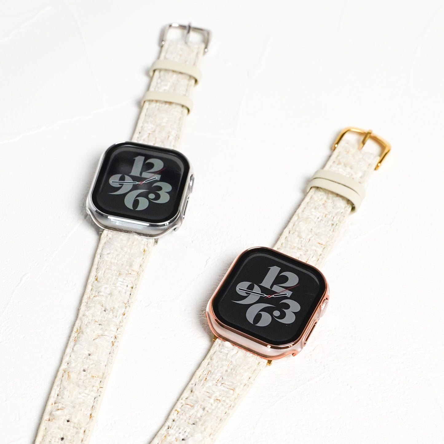 【NEW】ホワイトツイード レザー アップルウォッチバンド Apple Watch ベルト