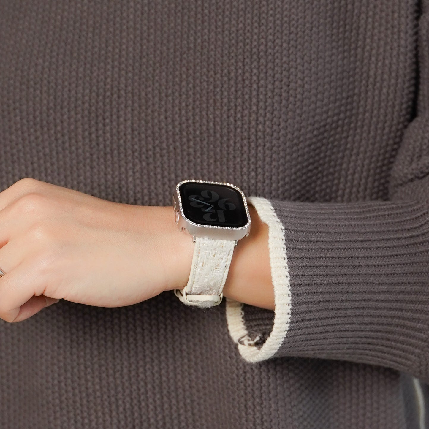 【NEW】ホワイトツイード レザー アップルウォッチバンド Apple Watch ベルト