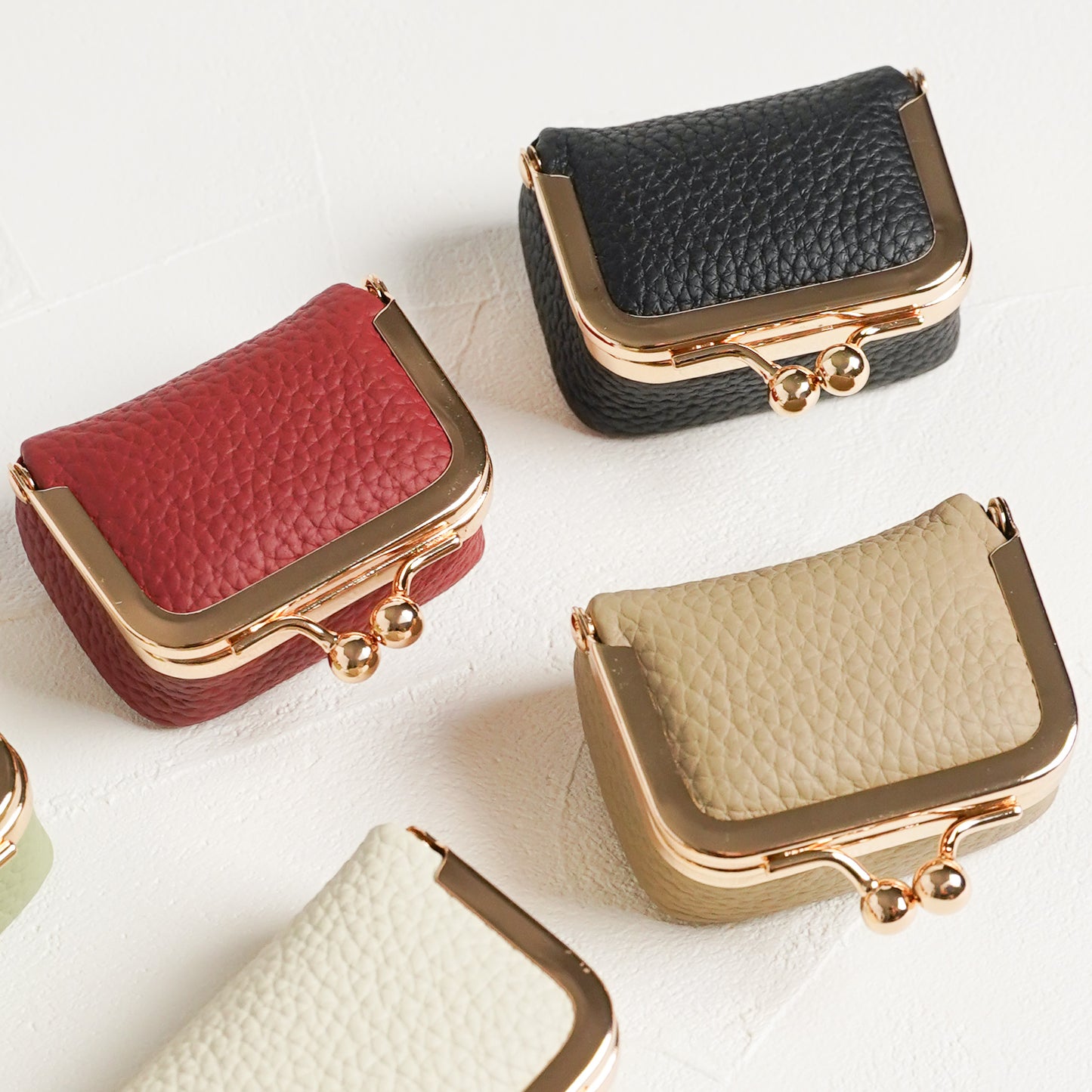 【NEW】がま口 レザー アクセサリーケース マルチポーチ