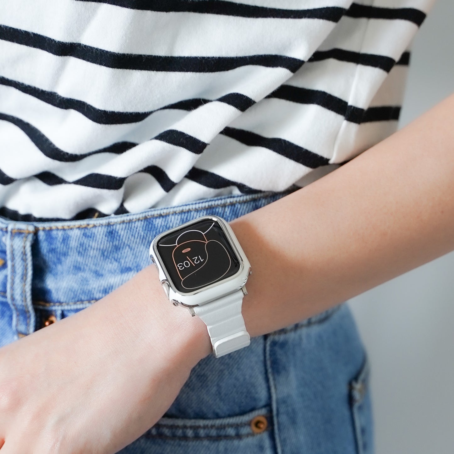 マグネット スリム レザー アップルウォッチバンド レザーループ Apple Watch ベルト