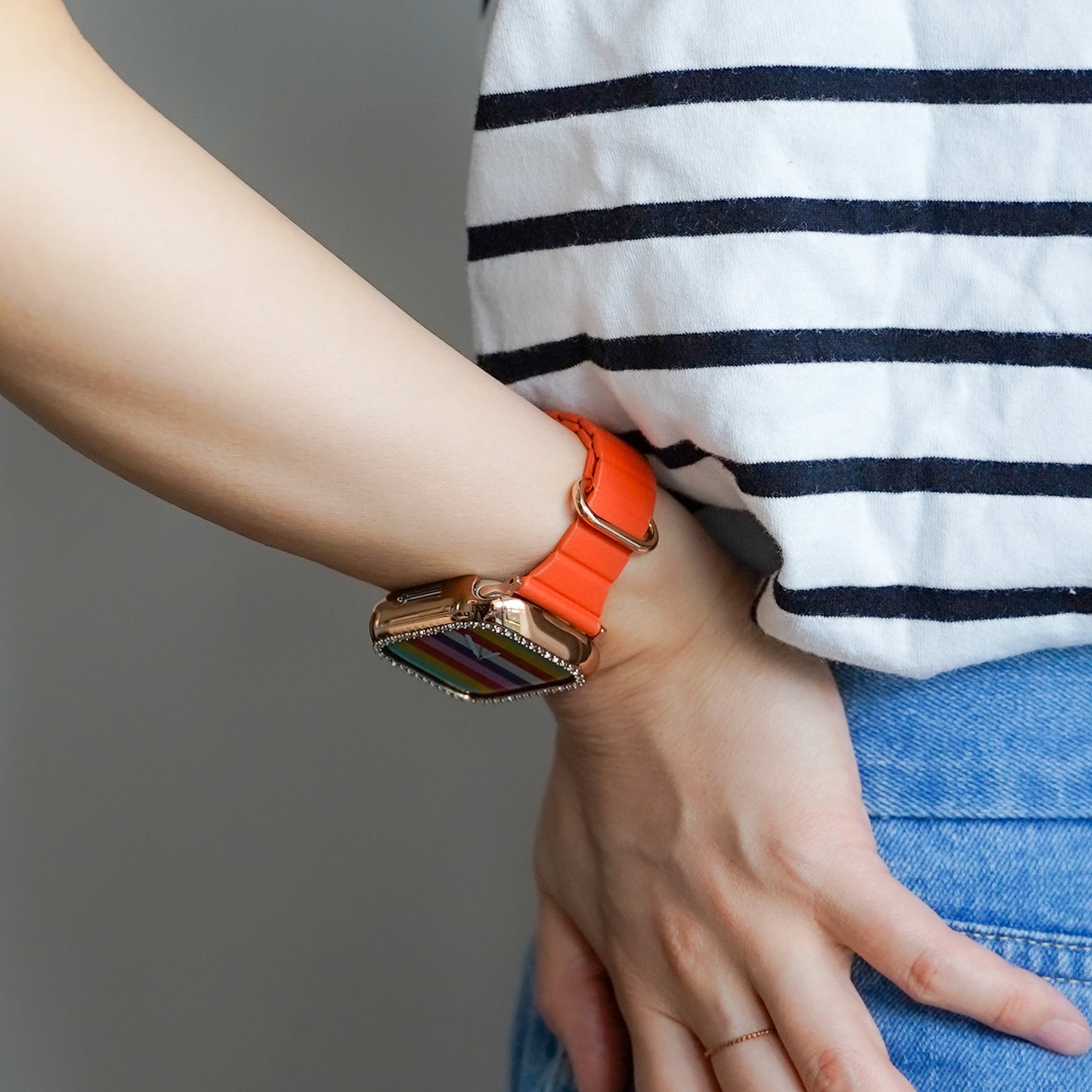 マグネット スリム レザー アップルウォッチバンド レザーループ Apple Watch ベルト