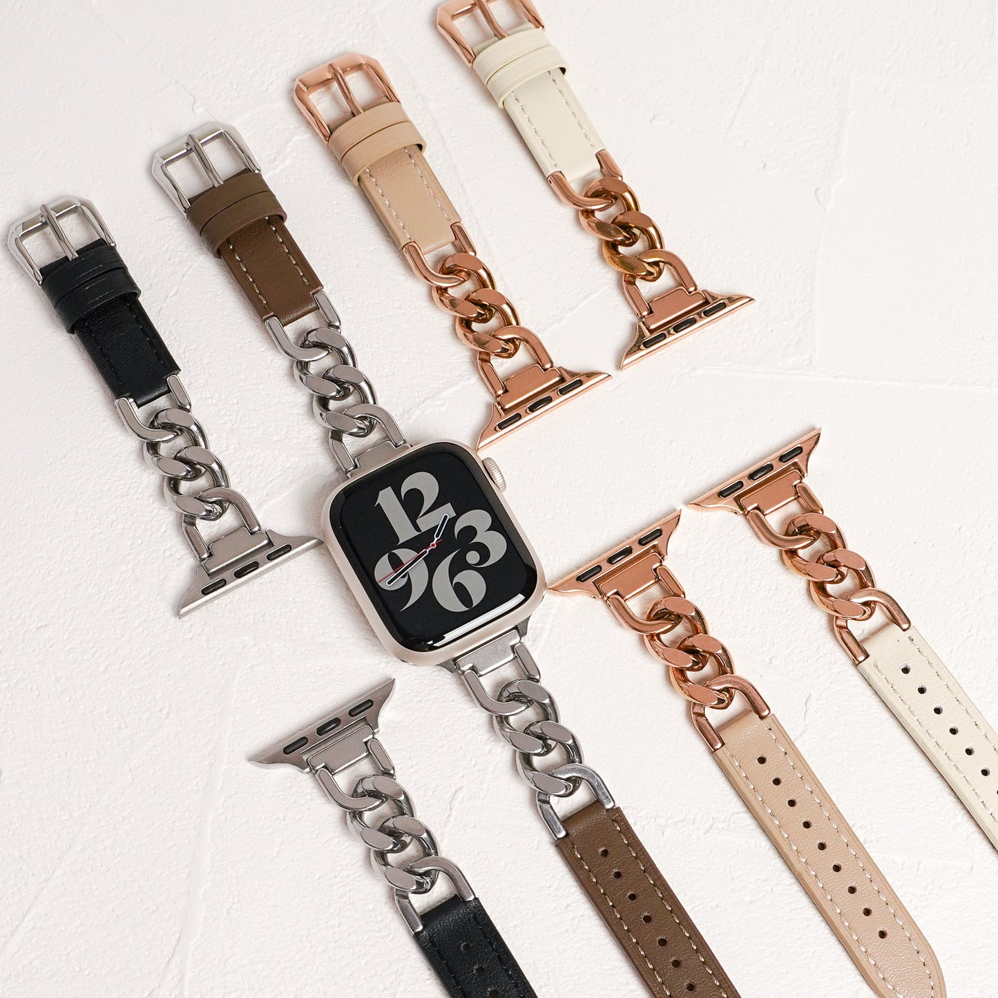 レザー×ステンレスチェーン アップルウォッチバンド Apple Watch ベルト